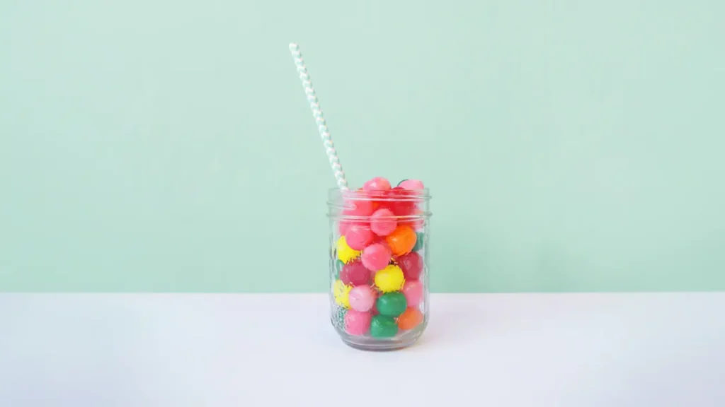 suikerdip - snoepjes in een glazen pot